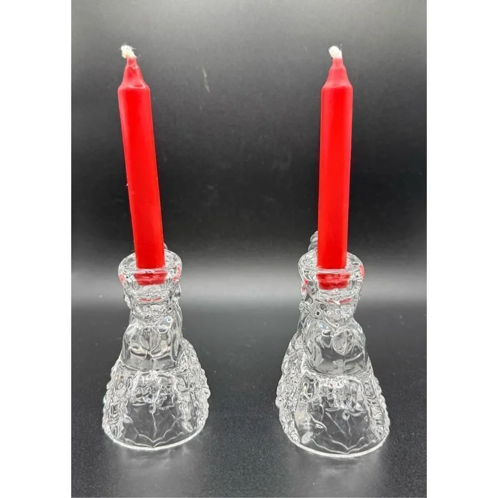 Waterford Marquis Crystal Reindeer Candle Holders - Set of 2 Vintage New